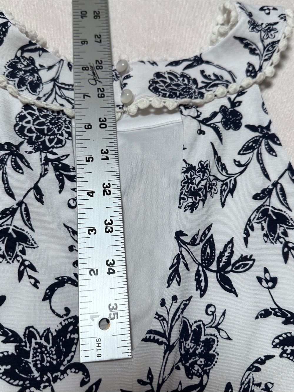 Three Pink Hearts White Floral Halter with Red & Navy Center Panel - Picture 9 of 10